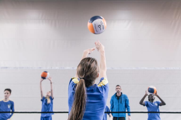 Students playing sport at Florimont